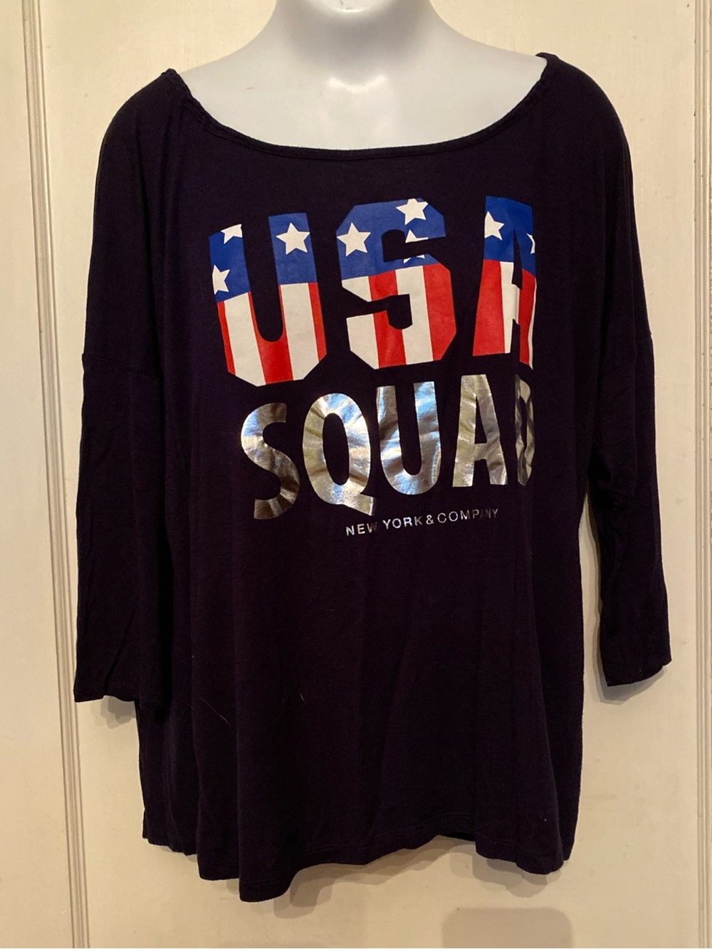 V! NY&C Women 3/4 Sleeve Soho Pullover Top Size XL pre-owned